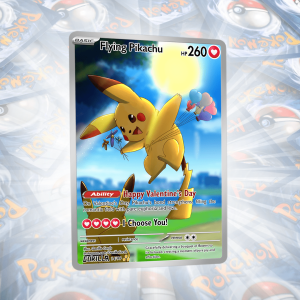 Flying Pikachu Sevgililer Günü Özel Hediyelik Holo Custom Pokemon Kartı